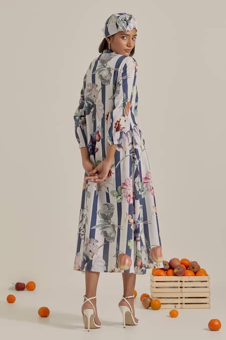 Chrkha Floral Striped Maxi Dress 