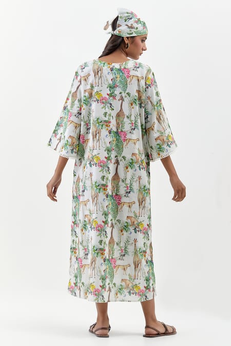 Chrkha Safari Ivory Kaftan Dress 