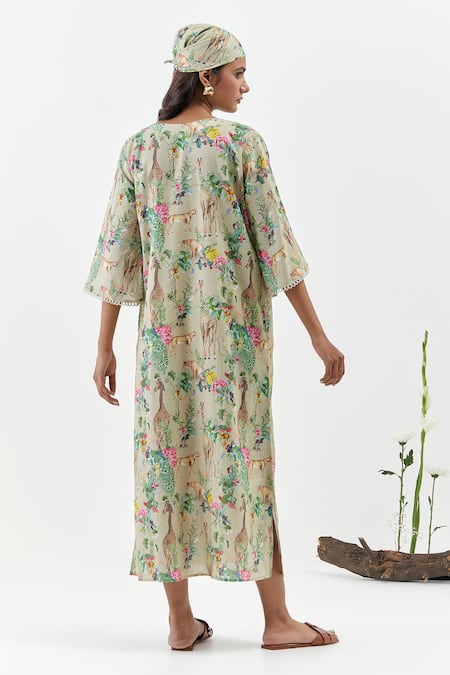 Chrkha Safari Brown Kaftan Dress 