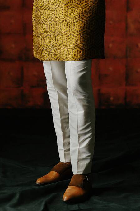 Drishti & Zahabia_Yellow Silk, Cotton Printed Dupion Kurta Set _Online_at_Aza_Fashions