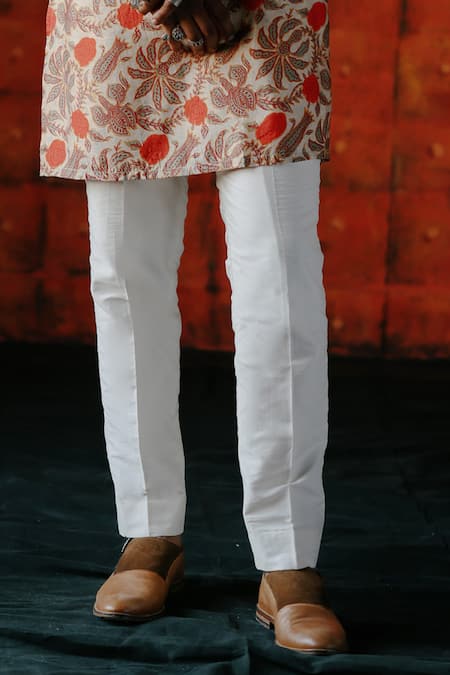 Buy_Drishti & Zahabia_Multi Color Silk, Cotton Embroidery Ivory Printed Kurta Set _Online_at_Aza_Fashions