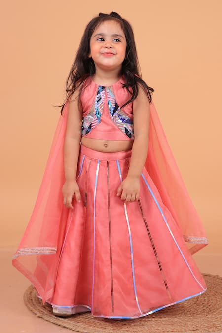 Turqidz by Shweta Aggarwal Pastel Pink Embroidered Lehenga Set 