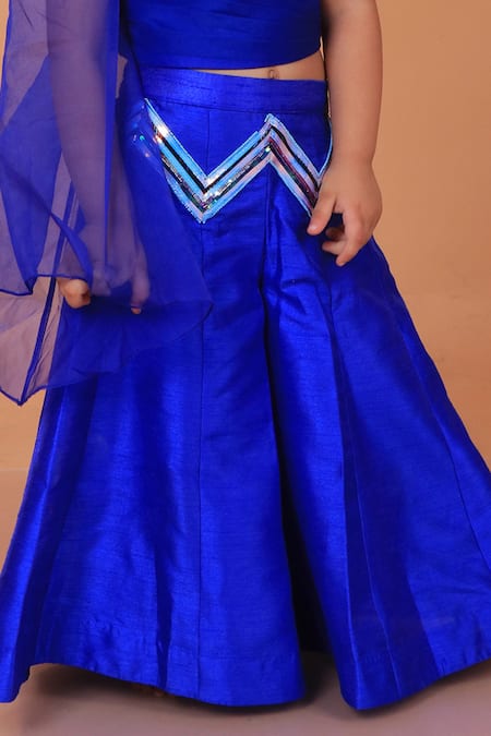 Turqidz By Shweta Aggarwal_Blue Silk, Organza Sequins Electric Embroidered Kurta Set _Online_at_Aza_Fashions