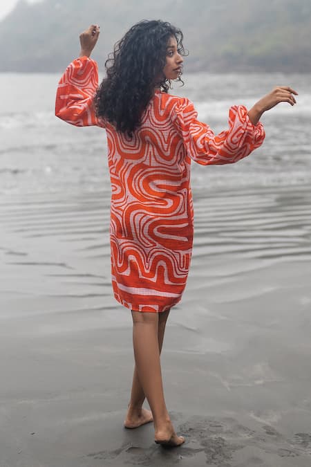 RAAS LIFE Zombie Print Cotton Slub Short Dress 