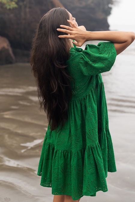 RAAS LIFE Hakoba Embroidered Tiered Dress 