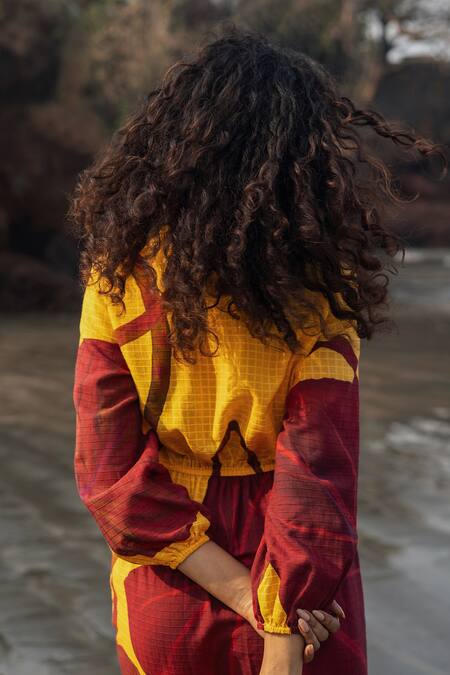 Shop RAAS LIFE Mustard Cotton V-neck Eka Wrap Dress Online at Aza Fashions Shop_RAAS LIFE_Mustard Cotton V-neck Eka Wrap Dress _Online_at_Aza_Fashions