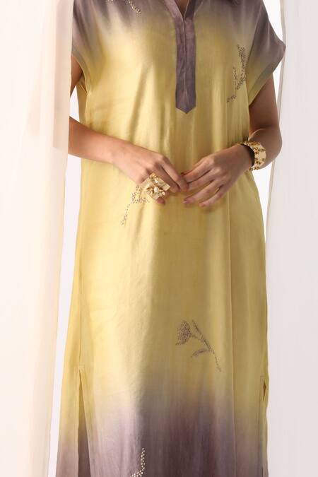 Buy Myoho Multi Color Linen, Satin Embroidery Collared Multicolor Hand Maxi Dress Online at Aza Fashions Buy_Myoho_Multi Color Linen, Satin Embroidery Collared Multicolor Hand Maxi Dress _Online_at_Aza_Fashions