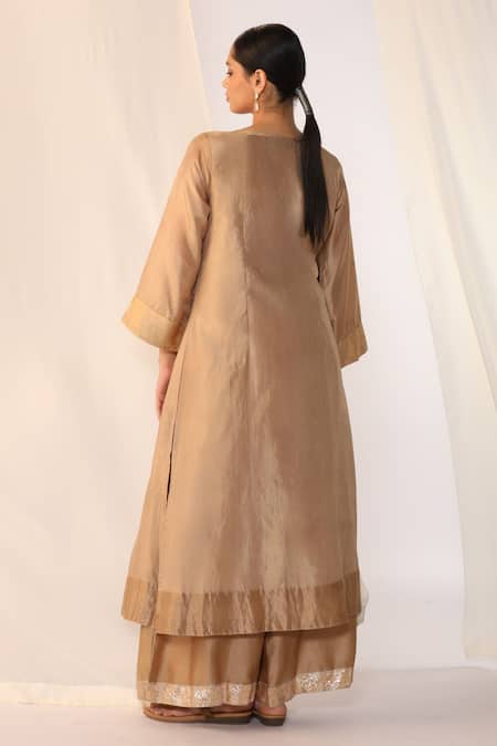 Myoho Beige Hand Embroidered Kurta Set 