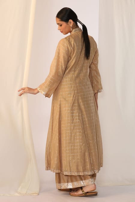 Myoho Beige Hand Embroidered Kurta Set 