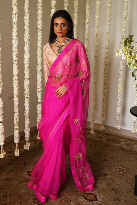 Shorshe Clothing Jahan Ara Organza Saree with Handwork 