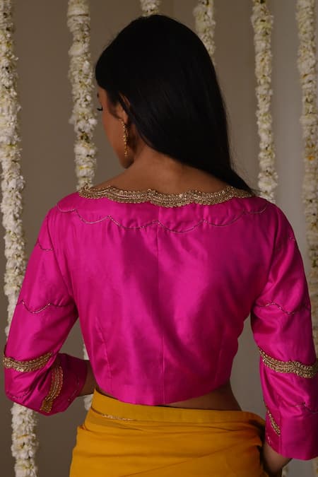 Shorshe Clothing Chiffon Ruffle Saree With Lace Trims 