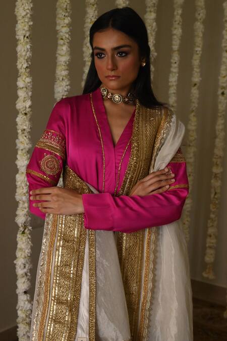 Buy_Shorshe Clothing_Ivory Handloom Cotton, Tissue Lace Handwoven Trim Dupatta _Online_at_Aza_Fashions