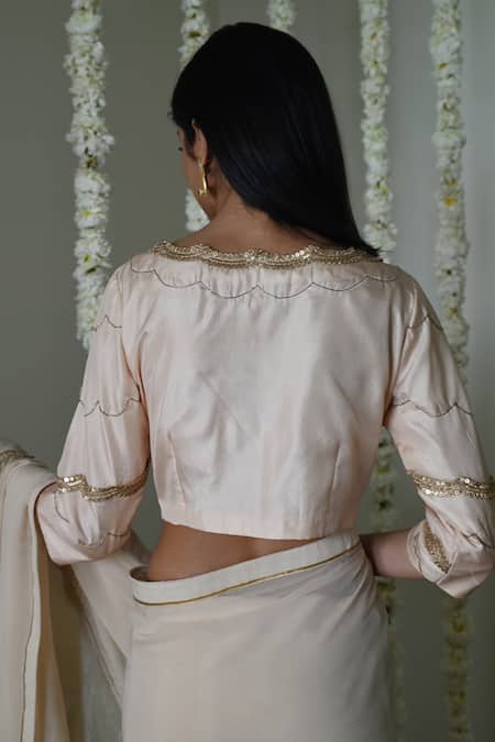 Shorshe Clothing Deep Ivory Hand Embroidered Blouse 