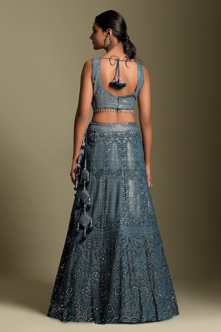 Two Sisters By Gyans Sequin Embellished Monotone Lehenga Set 