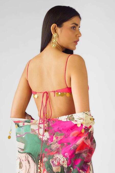 Shop Basanti - Kapde Aur Koffee Pink Crepe Beads Sweetheart Neck Embroidered Cape Set Online at Aza Fashions Shop_Basanti - Kapde Aur Koffee_Pink Crepe Beads Sweetheart Neck Embroidered Cape Set_Online_at_Aza_Fashions