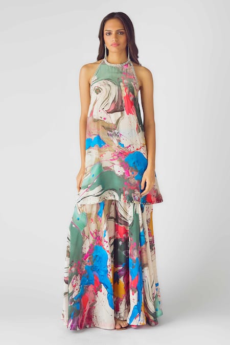 Basanti - Kapde Aur Koffee Embellished Ivory Crepe Sharara Set 