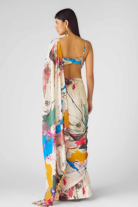 Basanti - Kapde Aur Koffee Multi Color Embroidered Saree Set 