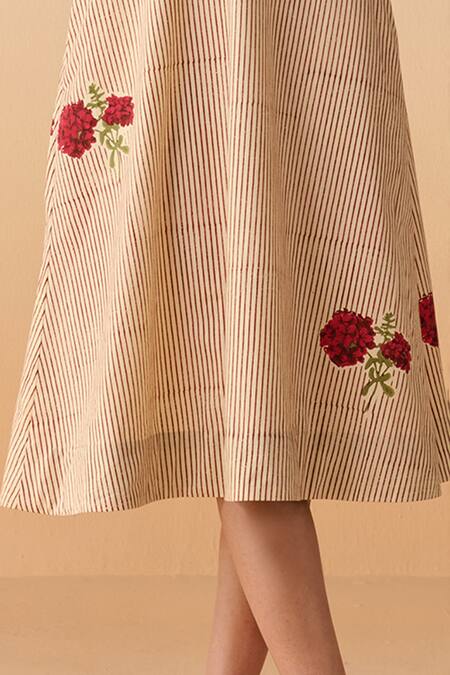 Shop Dressfolk Ivory Poplin Embroidery Halter Neck And Red Hand Block Floral Midi Dress Online at Aza Fashions Shop_Dressfolk_Ivory Poplin Embroidery Halter Neck And Red Hand Block Floral Midi Dress_Online_at_Aza_Fashions