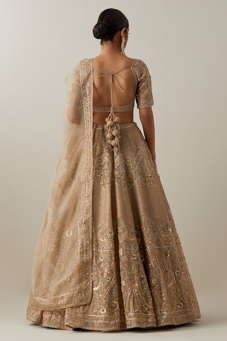 Shop Ikshita Choudhary Gold Organza Embroidery Square Neck Lehenga Set at Aza Fashions Shop_Ikshita Choudhary_Gold Organza Embroidery Square Neck Lehenga Set _at_Aza_Fashions