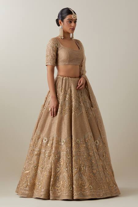 Shop Ikshita Choudhary Gold Organza Embroidery Square Neck Lehenga Set Online at Aza Fashions Shop_Ikshita Choudhary_Gold Organza Embroidery Square Neck Lehenga Set _Online_at_Aza_Fashions