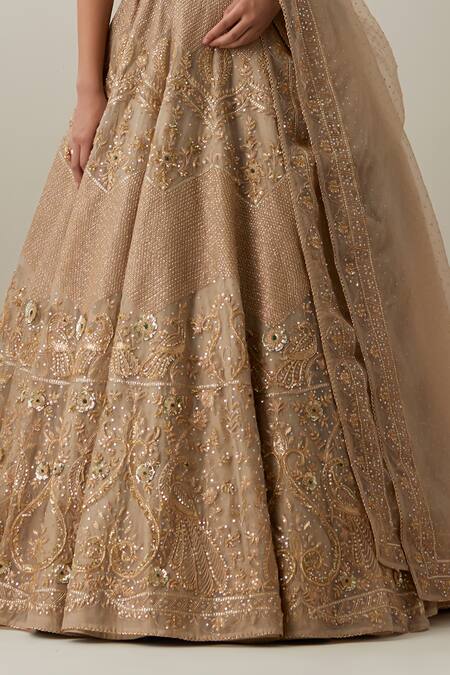 Ikshita Choudhary Gold Organza Embroidery Square Neck Lehenga Set at Aza Fashions Ikshita Choudhary_Gold Organza Embroidery Square Neck Lehenga Set _at_Aza_Fashions