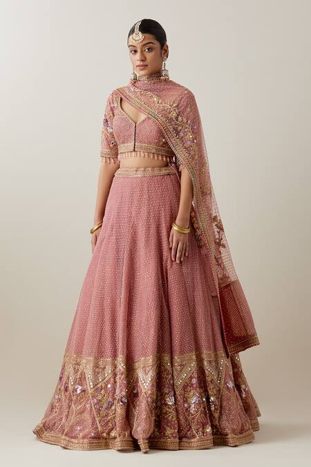 Buy Ikshita Choudhary Blush Net, Chanderi, Crepe Embroidery, Sequins V-neck Pink Lehenga Set Online at Aza Fashions Buy_Ikshita Choudhary_Blush Net, Chanderi, Crepe Embroidery, Sequins V-neck Pink Lehenga Set _Online_at_Aza_Fashions
