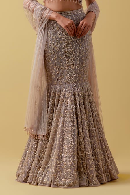 Buy Ikshita Choudhary Lavender Net, Lycra Beads, Embroidery V-neck Lehenga Set Online at Aza Fashions Buy_Ikshita Choudhary_Lavender Net, Lycra Beads, Embroidery V-neck Lehenga Set _Online_at_Aza_Fashions