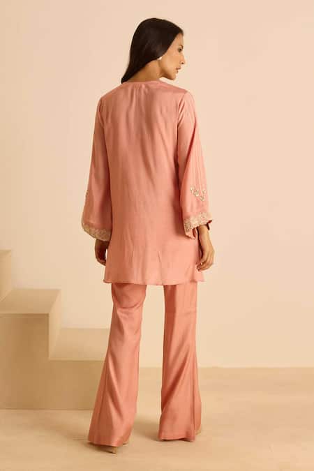 Inej Gathered Yoke Top & Bell Bottom Pant Set 