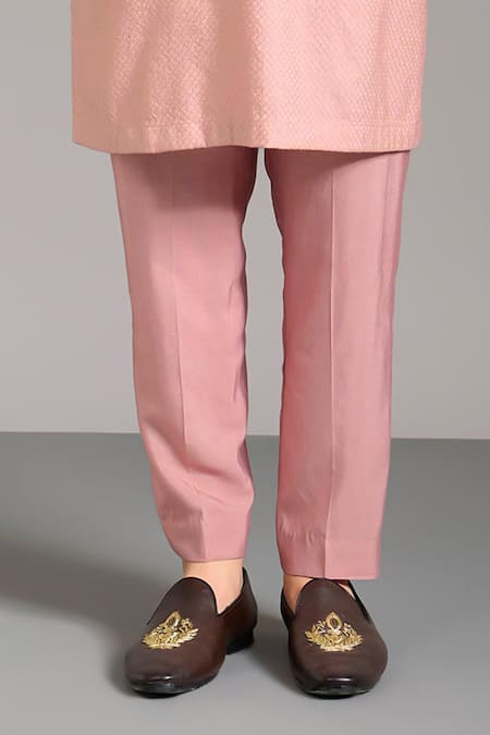 Rabani & Rakha_Pink Silk Embroidery, Sequins Designer Thread Nehru Jacket _Online_at_Aza_Fashions