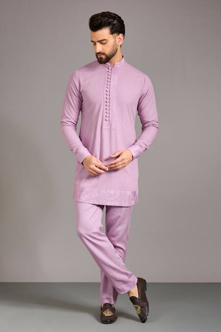 Shop Rabani & Rakha Purple Silk, Cotton Zari, Embroidery Indo Jacket Kurta Set Online at Aza Fashions Shop_Rabani & Rakha_Purple Silk, Cotton Zari, Embroidery Indo Jacket Kurta Set _Online_at_Aza_Fashions