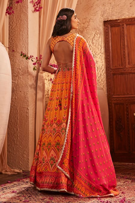 The Royaleum Multi Colour Printed Lehenga Set 