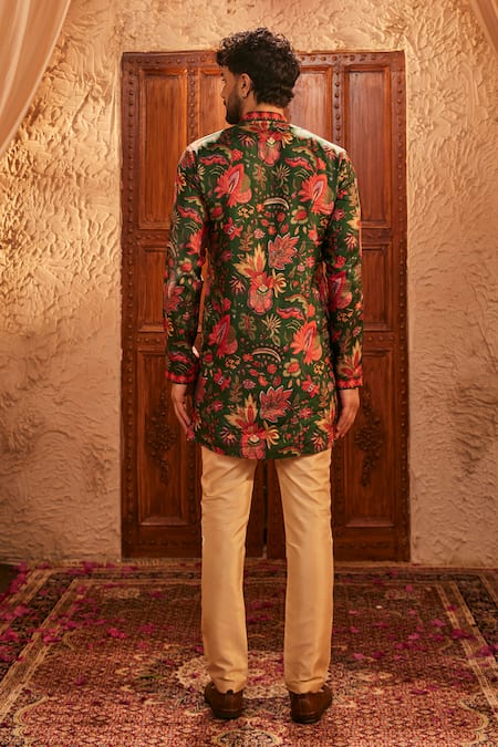 The Royaleum Floral Print Green Kurta 