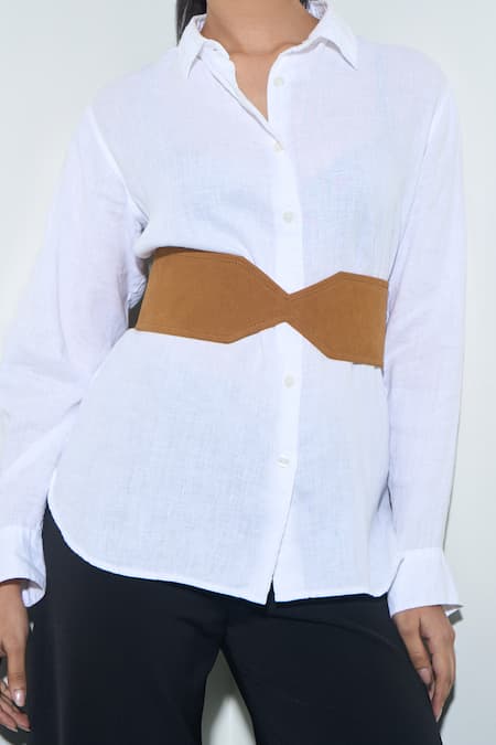Trov Brown Structured Suede Ezra Belt 