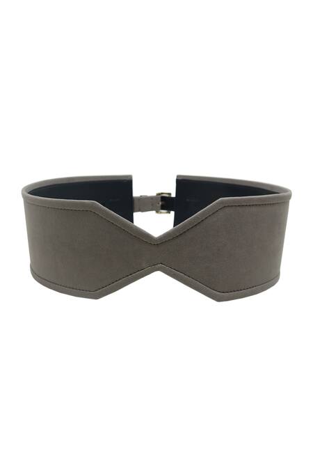 Trov_Gray Structured Suede Grey Ezra Belt _Online_at_Aza_Fashions