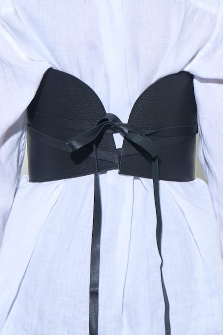 Trov Bold Obi Tie Black Leather Belt 