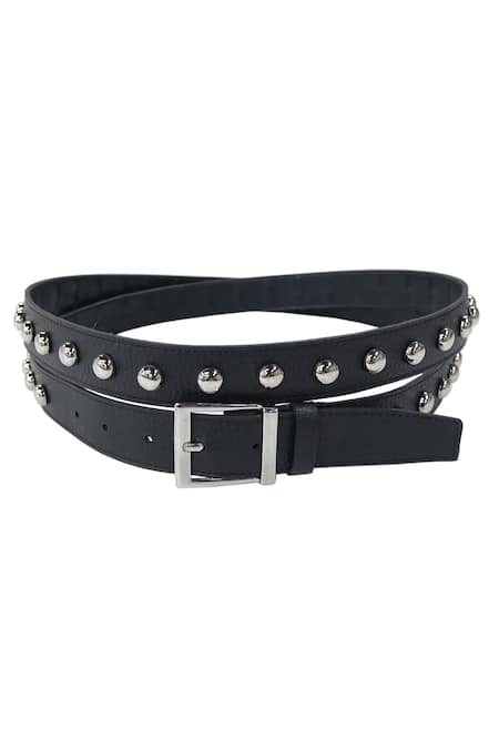 Trov Double Width Studded Leather Belt 