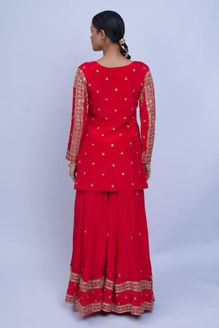 Shweta Dabas Red Embroidered Sharara Set 