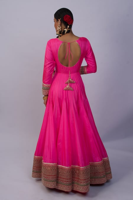 Shweta Dabas Pink Zardozi Embroidered Anarkali Set 
