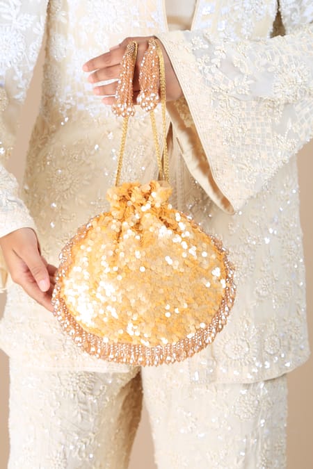 Adora By Ankita Amber Sequin Flapper Potli Bag 