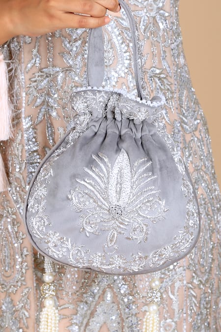Adora By Ankita Embroidered Velvet Potli Bag 
