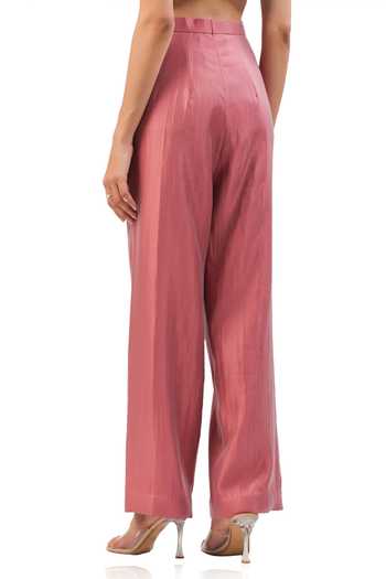 Buy_Maenaam_Pink Silk Ingrid Straight Pants_Online_at_Aza_Fashions