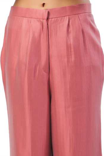 Maenaam_Pink Silk Ingrid Straight Pants_at_Aza_Fashions