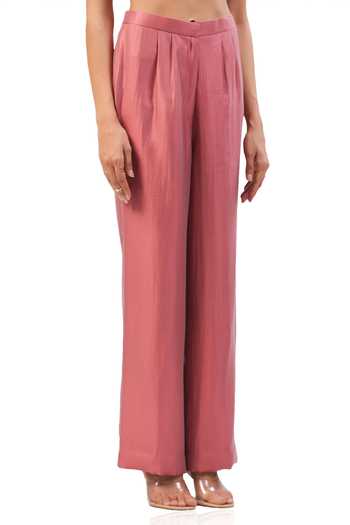 Shop_Maenaam_Pink Silk Ingrid Straight Pants