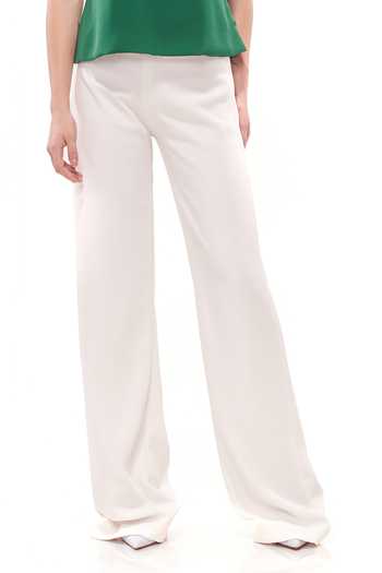 Buy_Maenaam_Green Crepe, Polyester Rhinestones Round Cap Sleeve Top And Wide Leg Pants Set_Online_at_Aza_Fashions