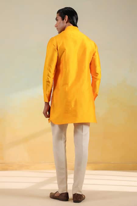 Raw & Rustic By Niti Bothra Red Crosstitch Ombre Silk Kurta 