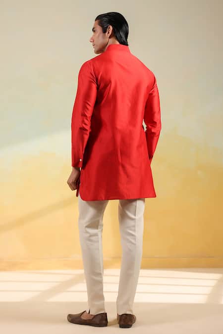 Raw & Rustic By Niti Bothra Red Handcrafted Chanderi Silk Kurta 