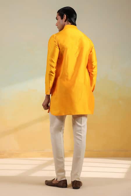 Raw & Rustic By Niti Bothra Yellow Handcrafted Chanderi Silk Kurta 
