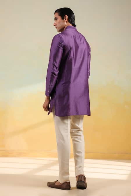 Raw & Rustic By Niti Bothra Handcrafted Purple Chanderi Silk Kurta 