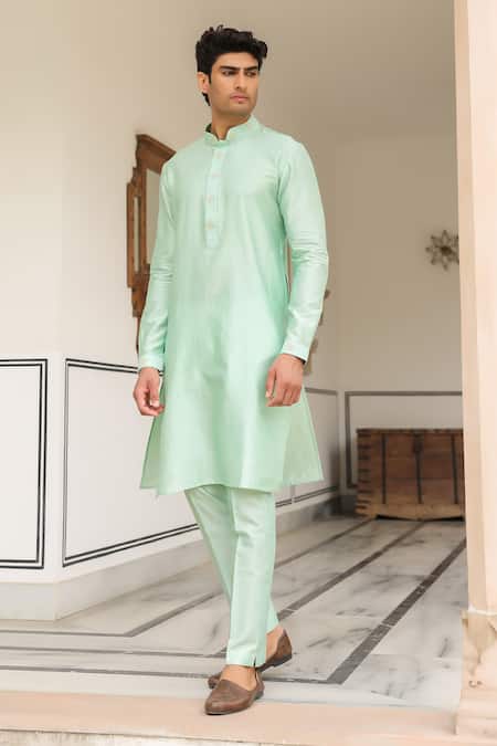 Label Niti Bothra Gulzar Mint Green Placket Embroidered Kurta Set 