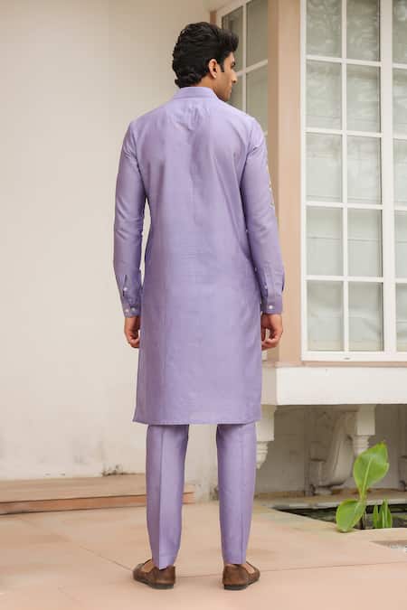 Label Niti Bothra Lilac Abstract Embroidered Kurta Set 